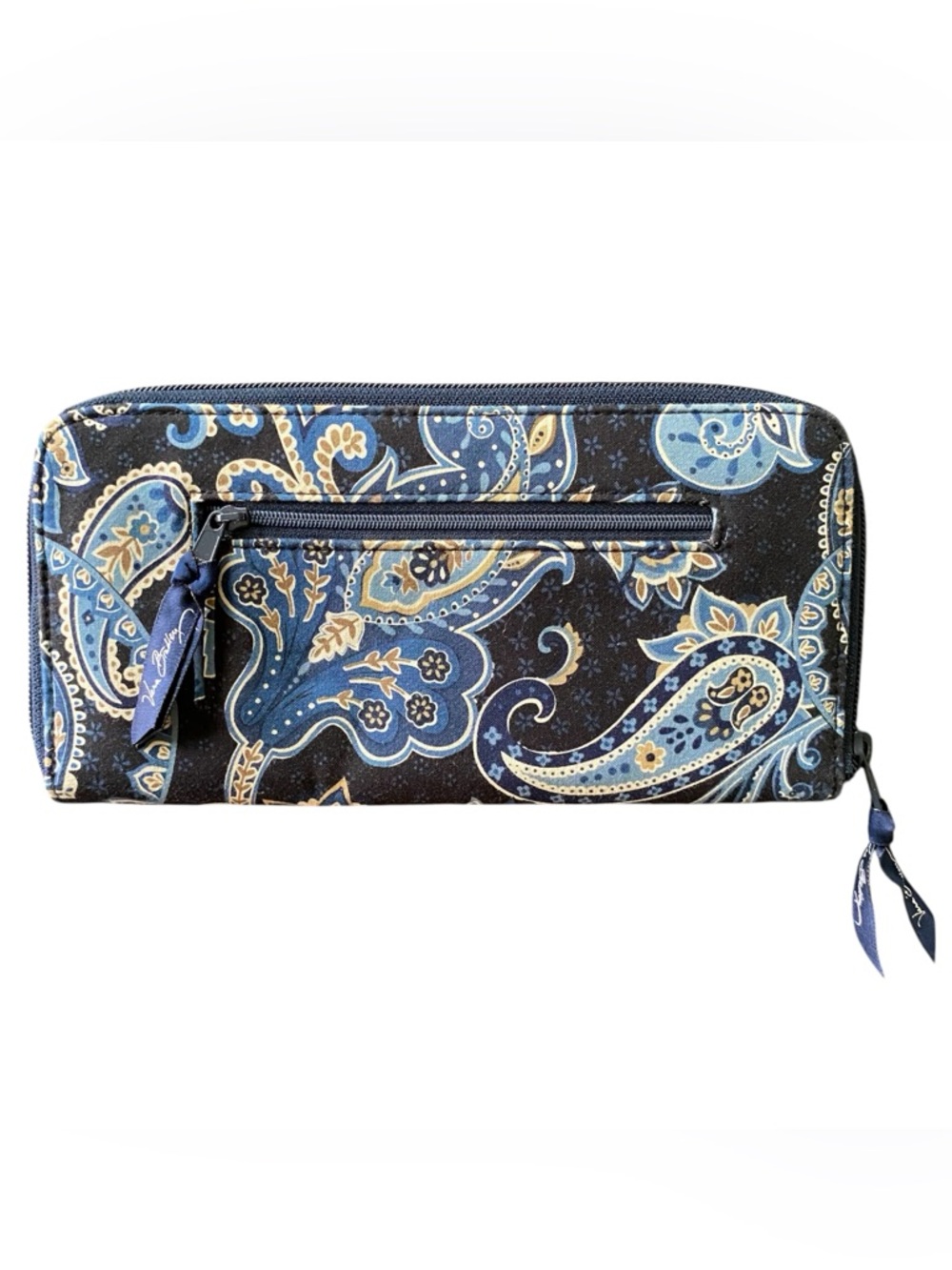 Vera Bradley Windsor Navy Paisley Zip Wallet Organizer NOS Vintage Retired 2006